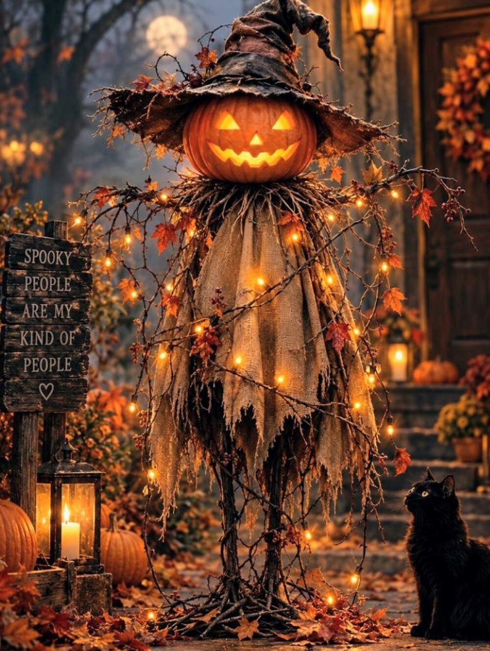 Halloween Pumpkin Scarecrow "Spooky People My Kind Of People" 8x10 Print